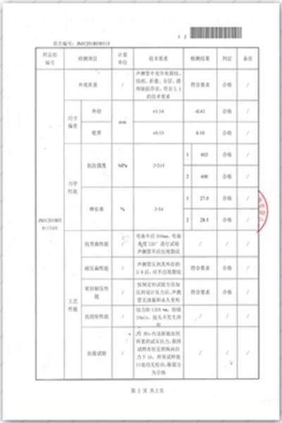 运城出厂检测报告